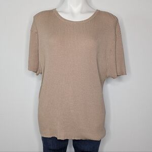 UO Standard/Cloth Tan Ribbed Short Sleeve Knit Sweater M